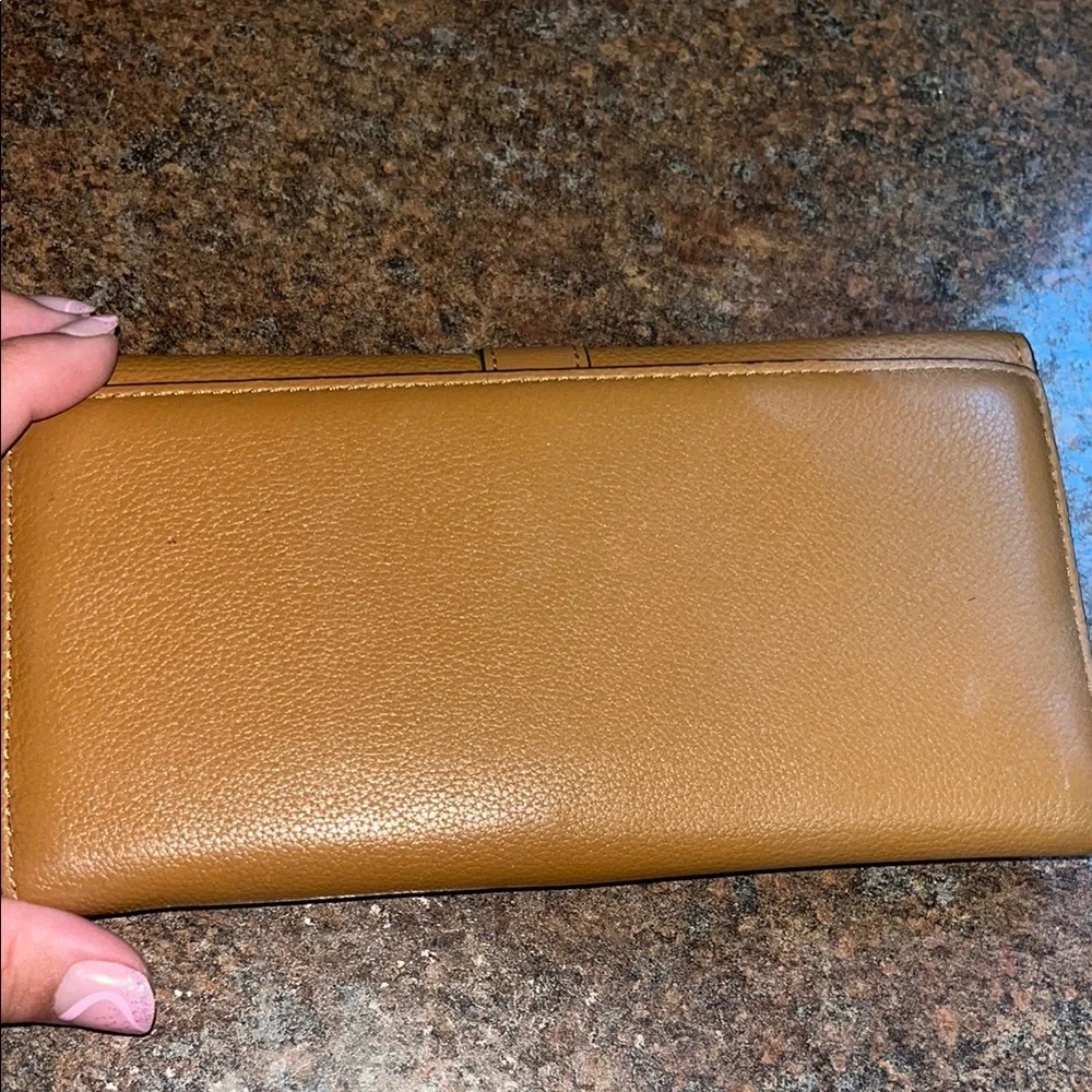 Michael Kors Tan Leather Wallet with Gold Clasp